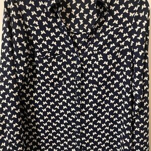 Express Portofino Navy and White Butterfly Print Shirt